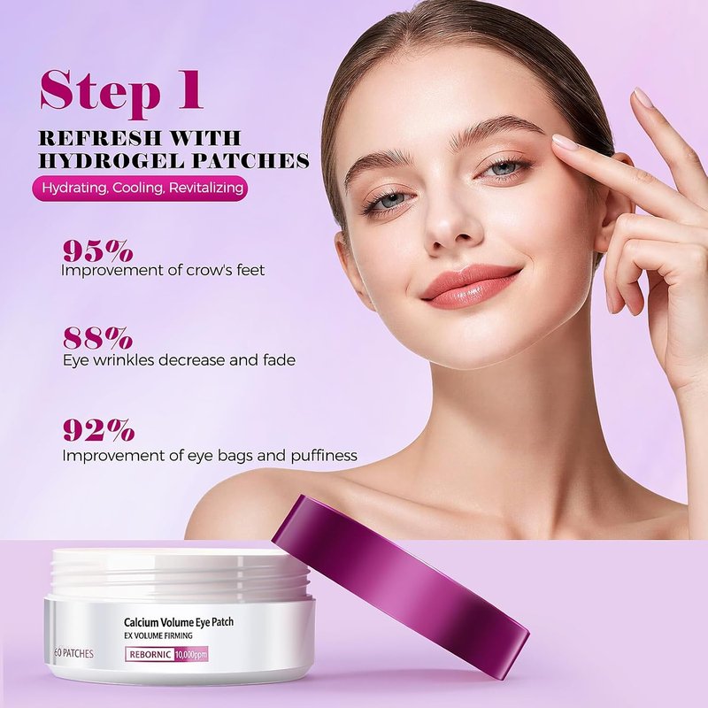 Calcium Multi Balm Stick & Hydrogel Under Eye Patches - Hydrating Eye Treatment for Dark Circles & Puffiness | 60 Patches