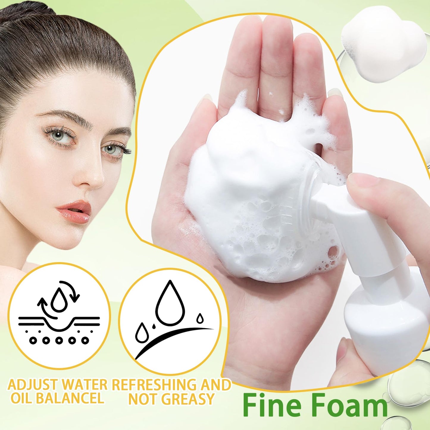 2PCS Aloe Vera Face Wash,Hydrating Gentle Facial Foam Cleanser with Brush,Deep Cleansing Long Lasting Oil Control Aloe Vera Face Foaming Cleanser for All Skin Types