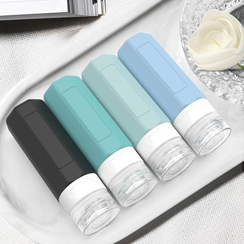 Redfly Travel Bottles for Toiletries, Tsa Approved 3oz Travel Size Containers, Leak Proof Silicone Travel Containers for Toiletries, BPA Free Refillable Travel Accessories for Shampoo Conditioner Gray