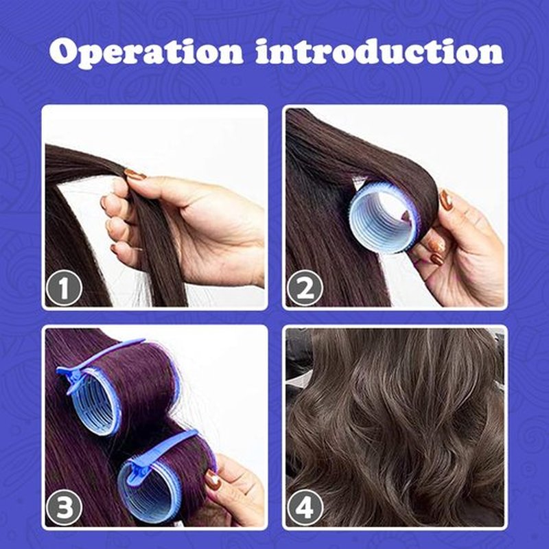Hair Roller Set 18 pcs Heatless Self Grip Rollers With Clips and Comb, Salon Curlers for DIY Styles, 3 Blue Sizes in 1 Set by Sungenol