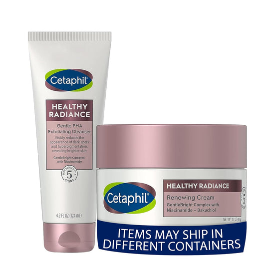 Cetaphil Healthy Radiance Gentle Exfoliating Cleanser, Reduces Look of Dark Spots and Hyperpigmentation 4.2 Oz + Cetaphil Healthy Radiance Renewing Face Cream, Reduces Look of Dark Spots 1.7 Oz