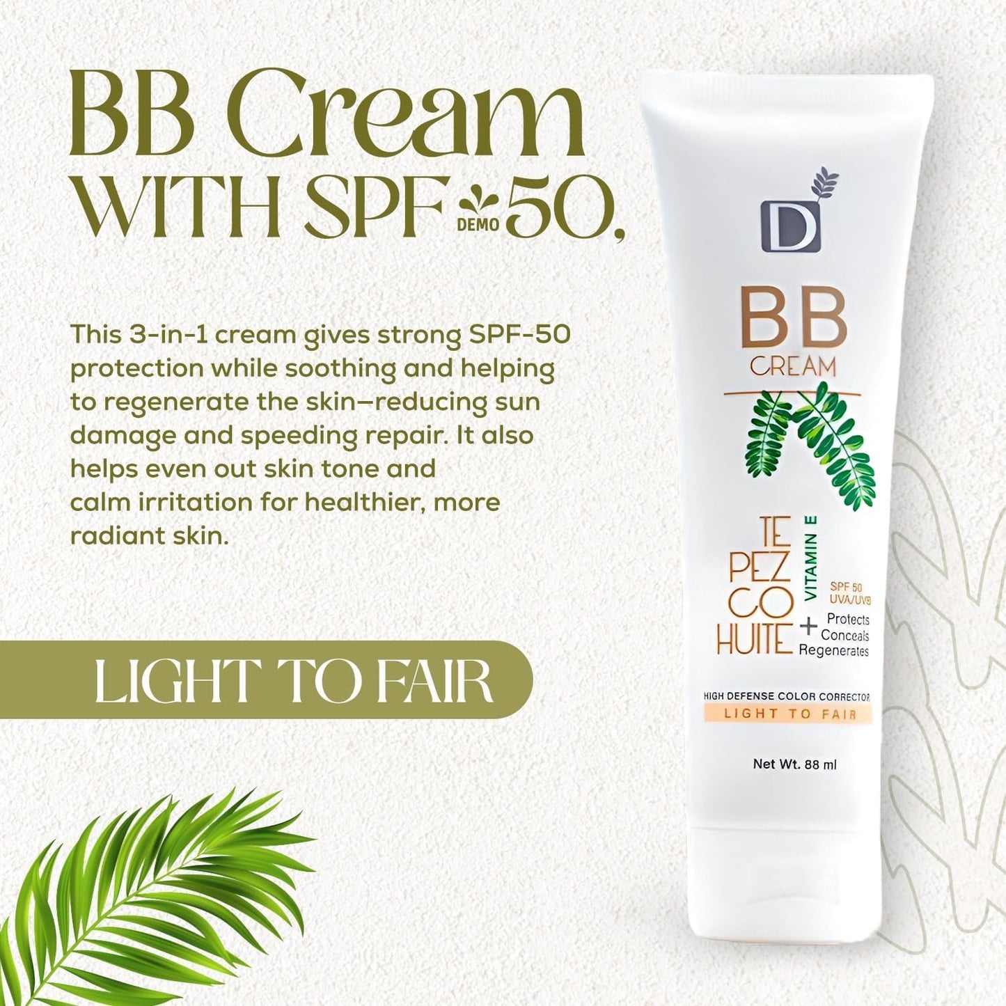 FPS 50-3 in 1 Protects, Corrects, and Regenerates | With Tepezcohuite, Vitamin E, Chamomile, and Licorice | Moisturizer + Sun Protection + Bronzed Finish | Non-Comedogenic | Shine Control