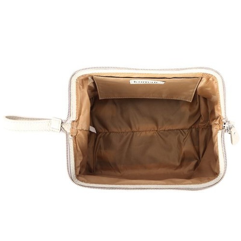 KomalC Large Premium Leather toiletry bag for Men and Women, travel utility Dopp kit wash bag (Snow)