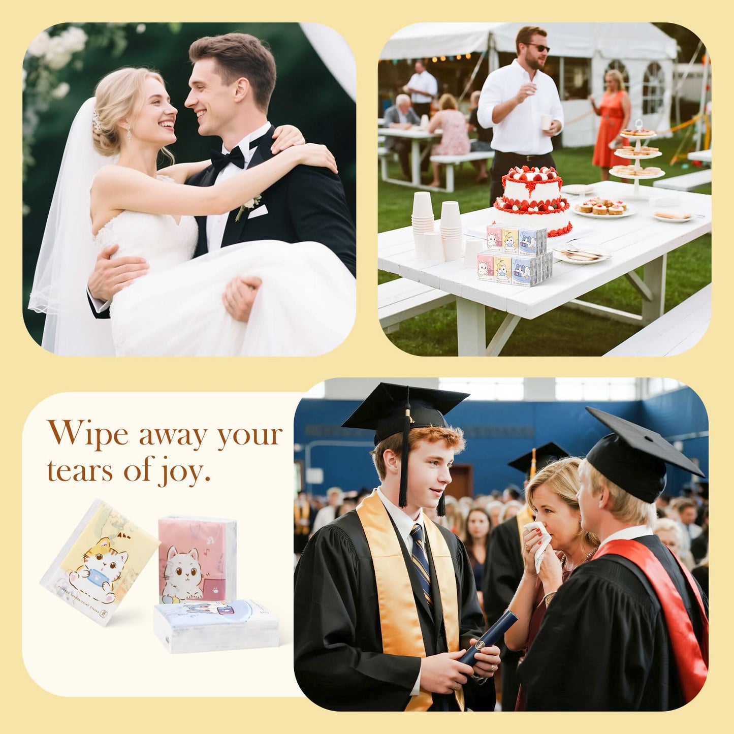 27 Packs Pocket Tissues, Small Travel Size Bulk Facial Paper Towel, Travel Essential, Purse Tissue, Individual Packet, Soft 3 Ply Portable Napkins with Cute Prints for Wedding Party (Dog&Bear&Rabbit)