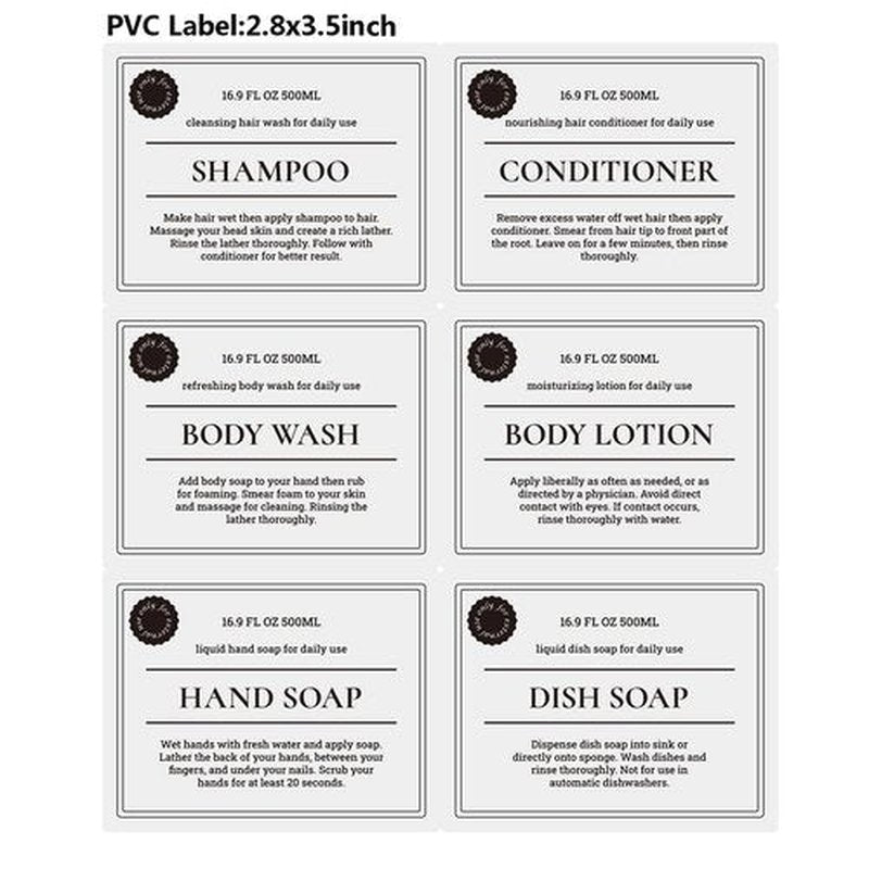 Empty Plastic Bottles with Pump Dispenser and Labels Included, Refillable Travel Containers for Hand sanitizer Shampoo Lotion, etc - BPA/Paraben Free, 500ml/16.9oz (Amber, 4 Pack)