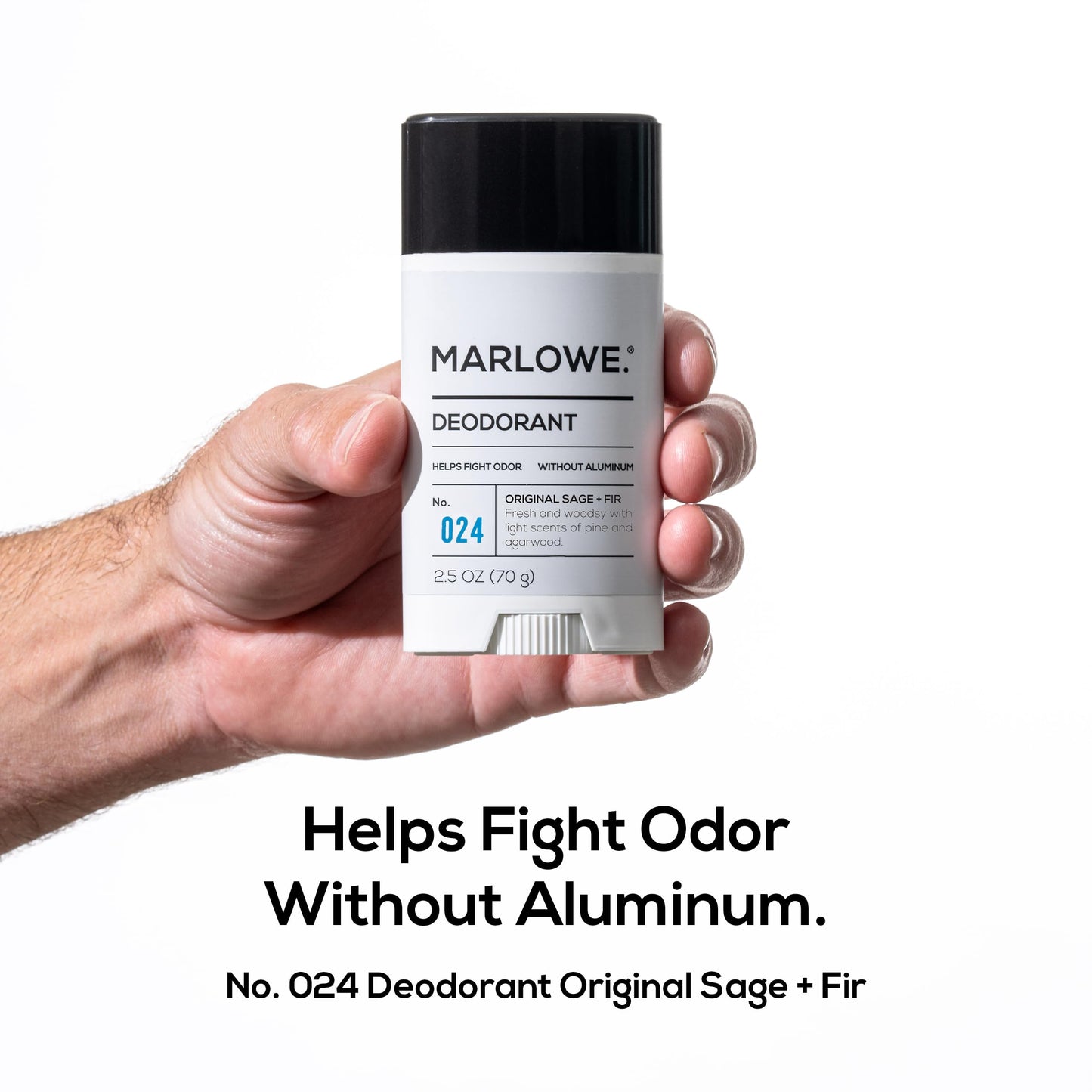 MARLOWE. Aluminum Free Men's Deodorant Stick, Original Sage & Fir, 2.5 oz