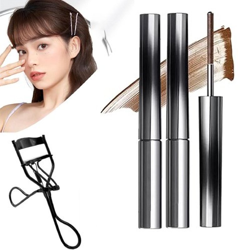Chromamascara Mascara - Chromamascara, Chromamascara Waterproof, Chromamascara Beautiful, Washable Metal Rod Mascara, 3D Curling Eyelash Iron Extensions Mascara, Waterproof, Long Lasting (Brown*2, 1)