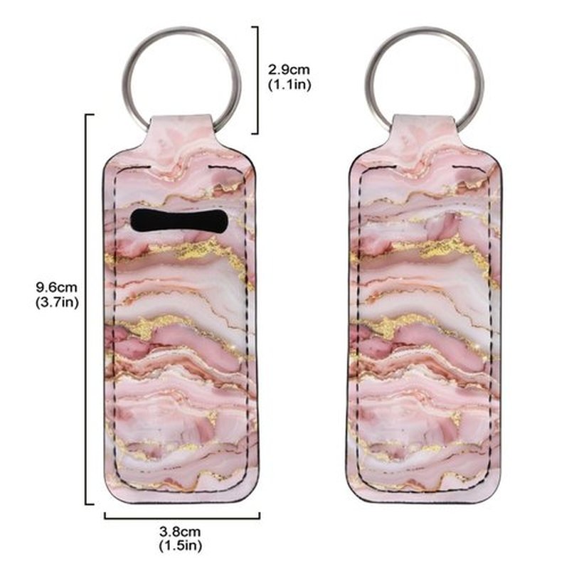 SEANATIVE Marble 5PCS Chapstick Holder Key Chain Cute Lip Balm Holder Keychain Clip on Lipstick Lip Gloss Keychain Sleeve Holder for Travel Accessories