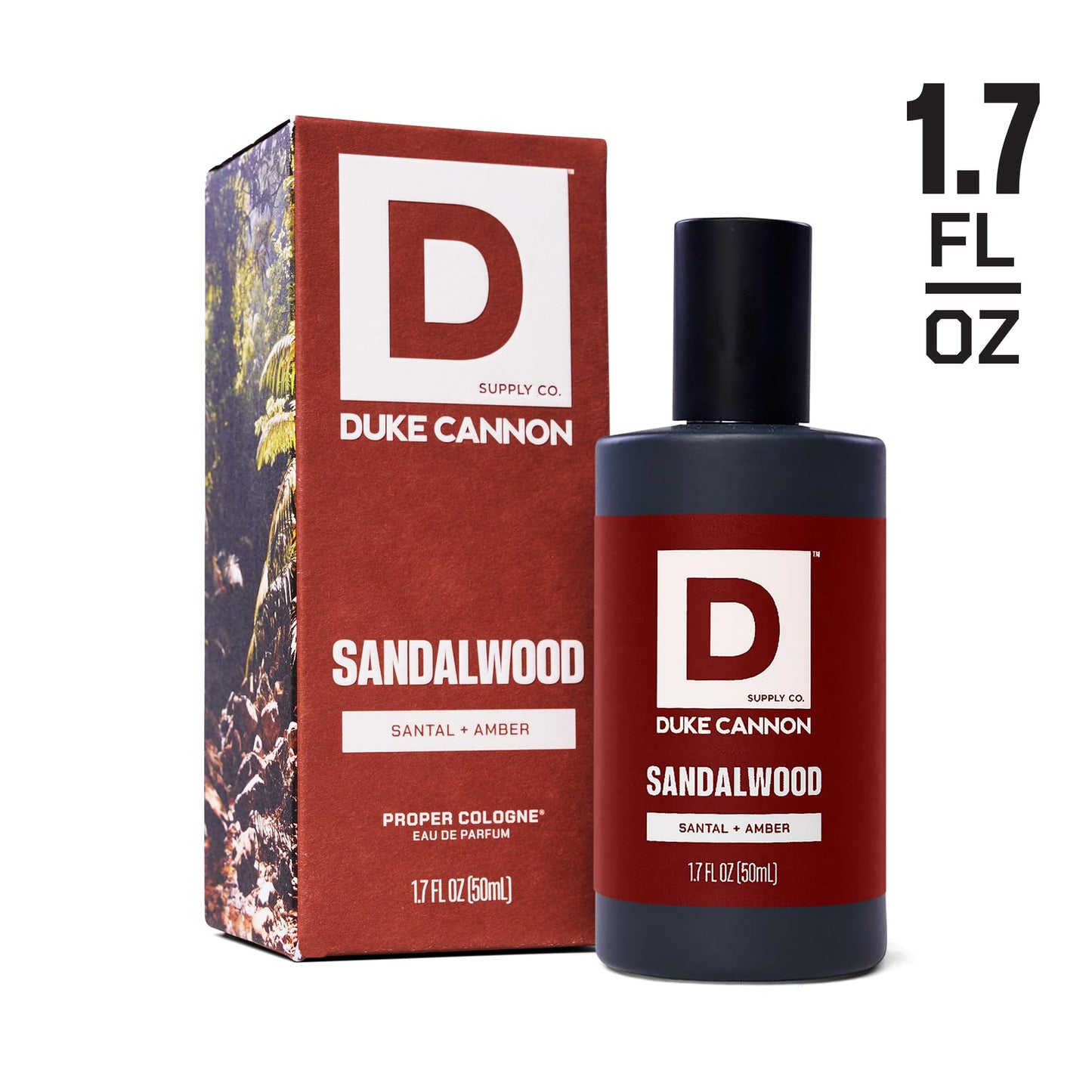 Duke Cannon Supply Co. Proper Cologne Sandalwood - 1.7 fl oz - Eau de Parfum Cologne for Men - Santal + Amber Scent - Smooth, Masculine Fragrance