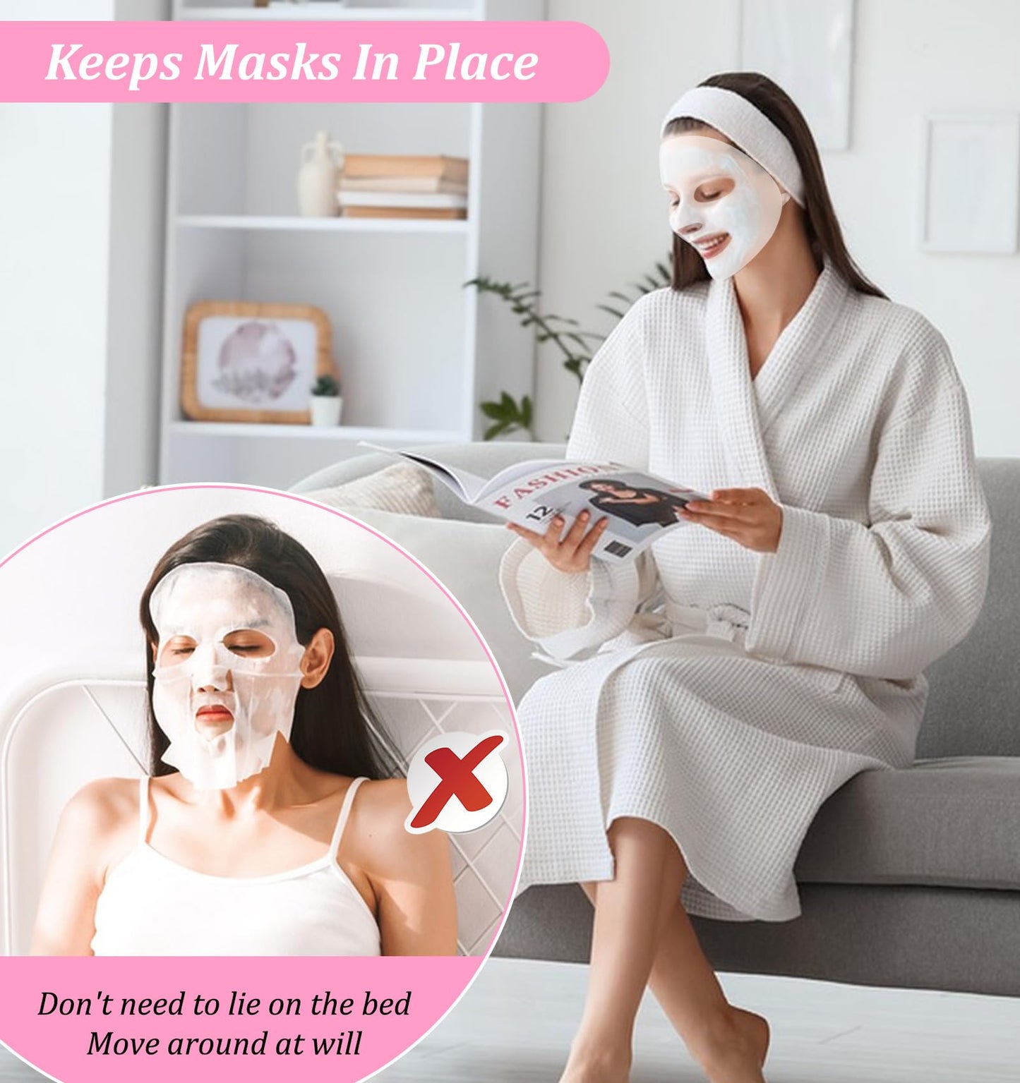 ValueBargain 3Pcs Silicone Facemask Holder Reusable, Silicone Face Mask Holder Firming Facemask Holders for Sheet Masks, Wet Locking Avoid Evaporation Skincare Beauty Tool Pink Gold White