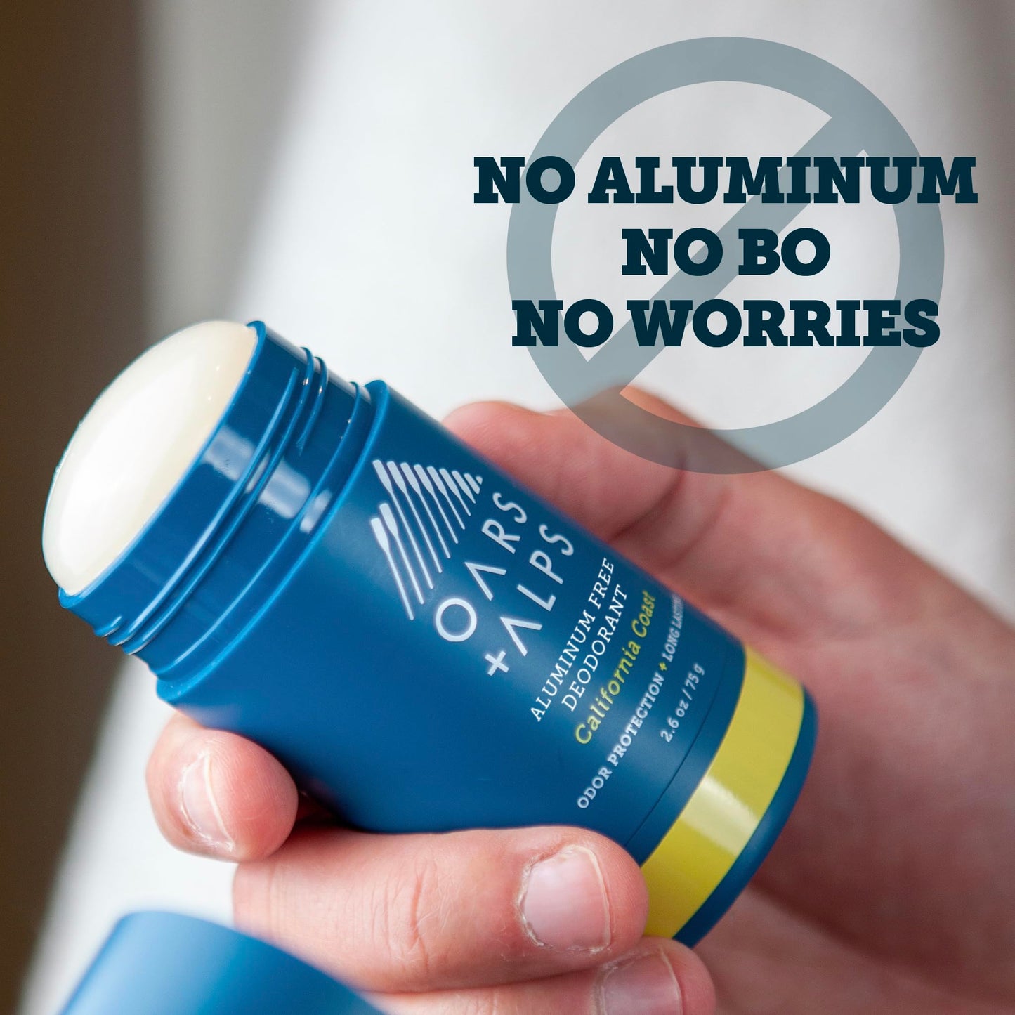 Oars + Alps Aluminum Free Deodorant for Men | Long Lasting Odor Protection, Clear & Free of White Residue, Anti-Chafing Smooth Glide, Dermatologist Tested, California Coast, 1pk, 2.6oz