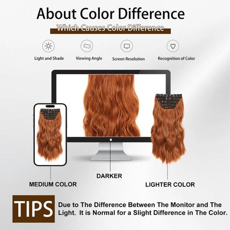 Clip In Hair Extensions Short Wavy Hair Extensions 4PCS Copper Red Clip Ins for Women Soft and Natural Synthetic Hairpieces 16inch