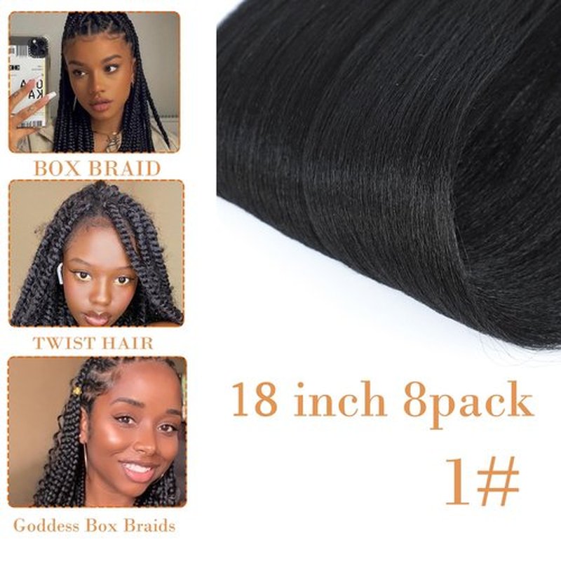 ATRAENTE Pre Stretched Braiding Hair 18 Inch 8 Packs Long Braiding Hair Prestretched For Box Braids Soft Yaki Texture Lightweight Natural For Daily Use And Holidays(18"1#)