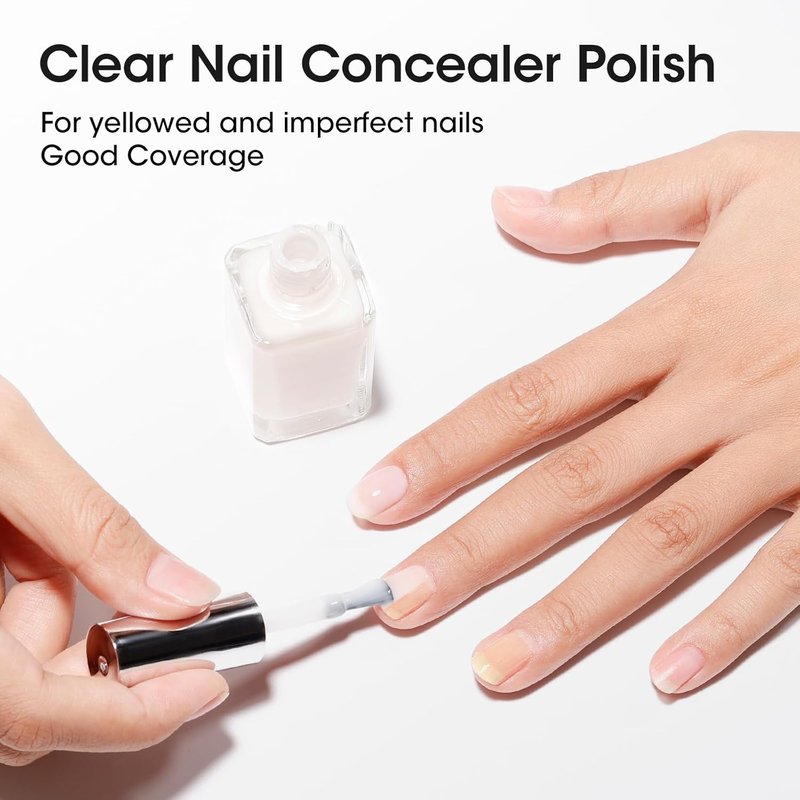 GELLEN 4-In-1 Illuminating Nail Concealer Base Coat - Sheer Milky White | Quick Dry Calcium Formula for Natural Nails