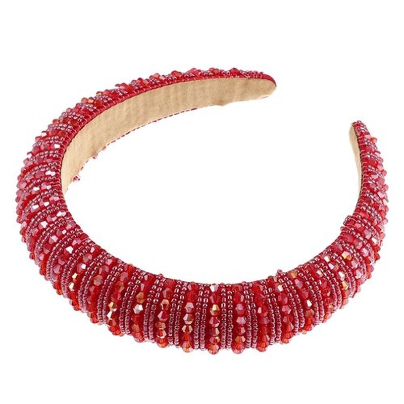 VOCOSTE Rhinestone Headbands, Crystal Embellished Headband, Diamond Bling Headbands, Handmade Red Headband, Thick Padded Headband, Sparkle Hairband, Hair Accessories for Women