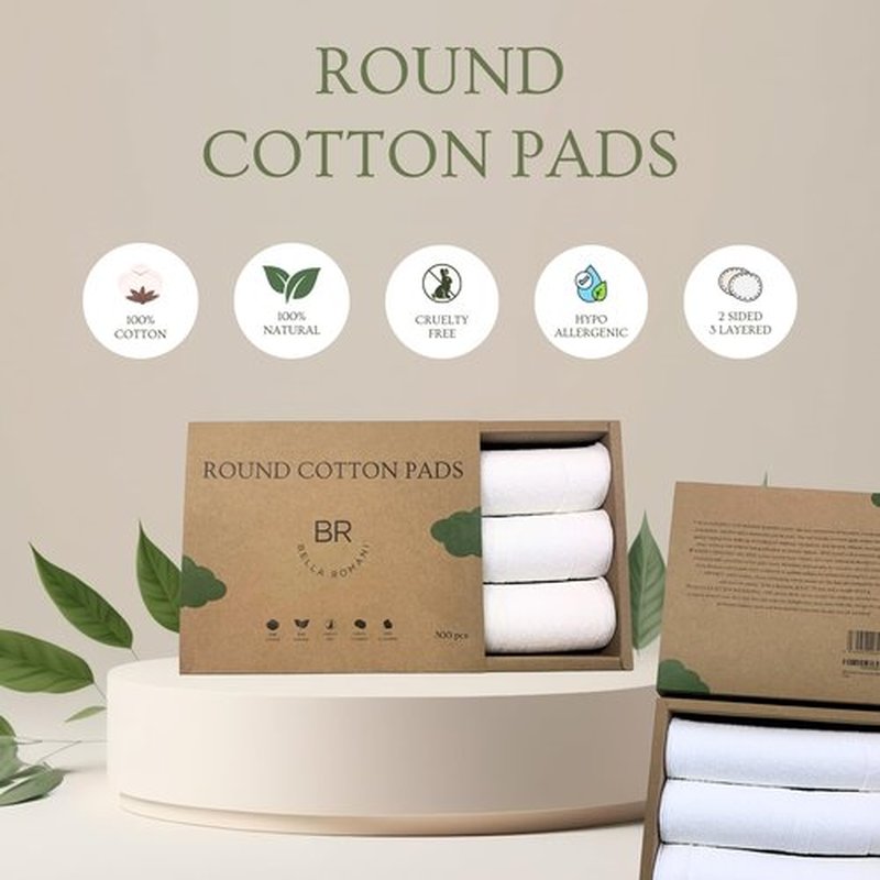 Bella Romani Organic Cotton Rounds (300 Count) Makeup Remover Pads, Hypoallergenic, Lint-Free | 100% Pure Cotton