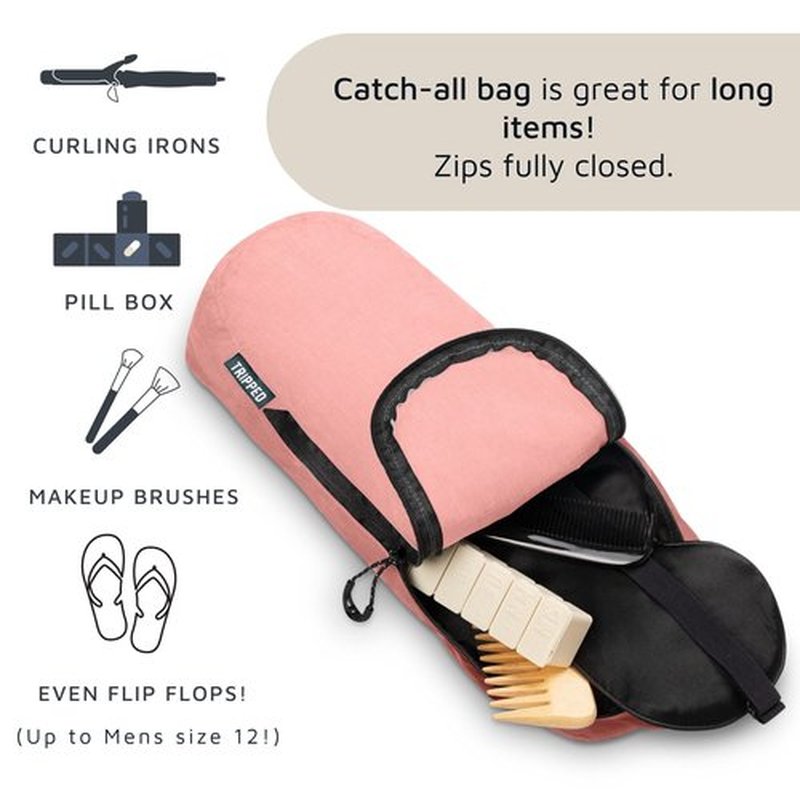 Toiletry Bag Kit Set: Hanging Travel Toiletry Bag + 311 TSA Cosmetic Liquid Bag + Ultralight Accessory Organizer Pouch (Dusty Rose)