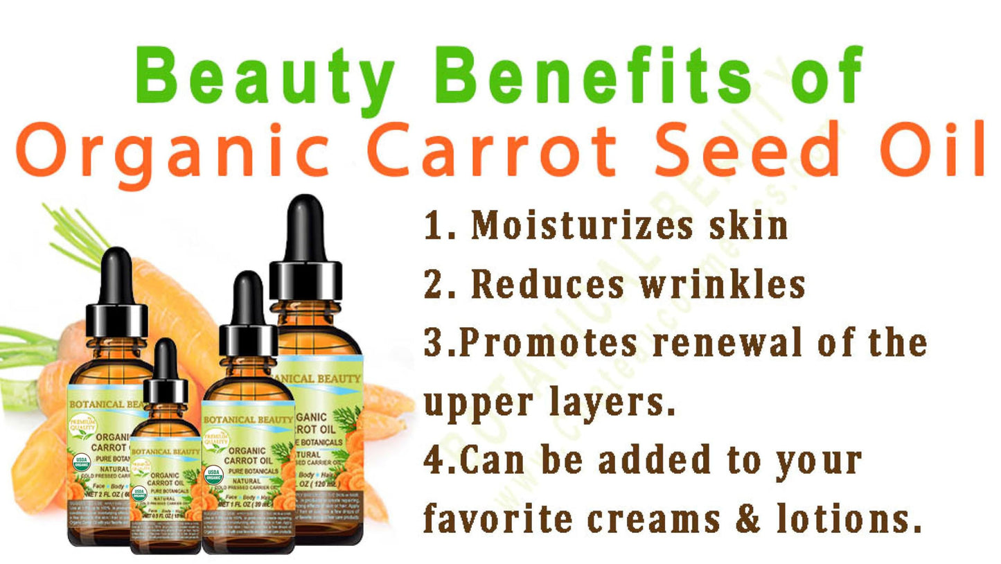 Botanical Beauty Organic CARROT SEED OIL 100% Pure VIRGIN UNREFINED Undiluted Cold Pressed Carrier Oil for Face, Skin, Body, Hair, Lip, Nails. Rich in Beta Carotene, Vitamin E (0.5 Fl Oz)