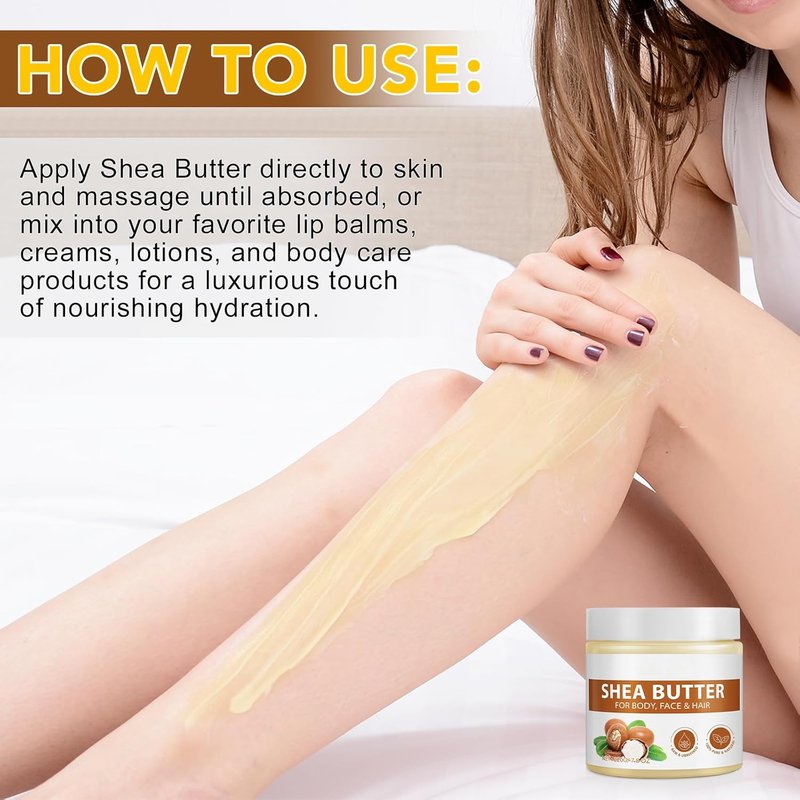 Raw Shea Butter - Pure Natural Moisturizer for Face & Body | Long-Lasting Hydration, 7.8 oz