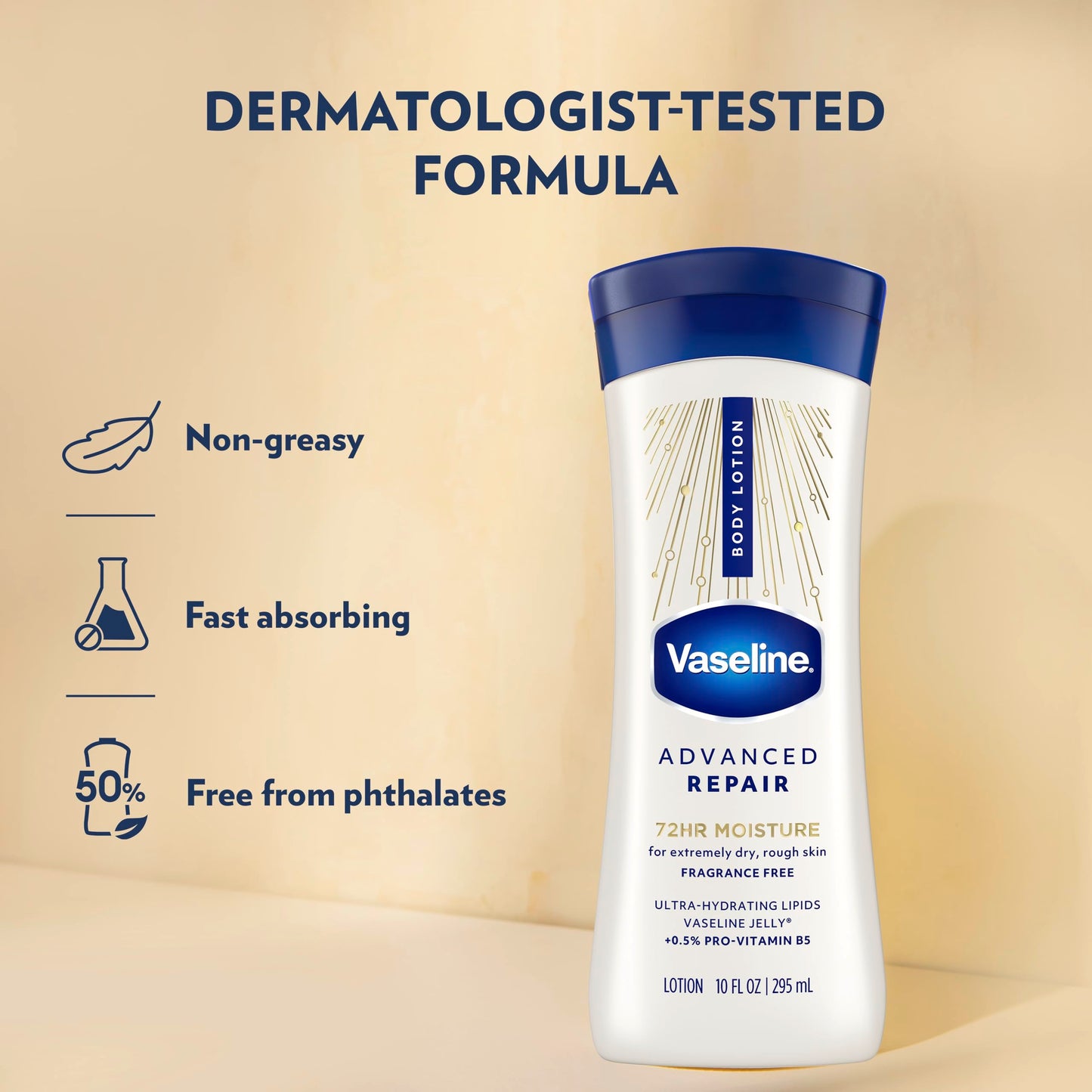 Vaseline Intensive Care Body Lotion for Dry Skin Advanced Repair Unscented Lotion Made with Ultra-Hydrating Lipids + Vaseline Jelly to Repair Extremely Dry Skin 10 oz