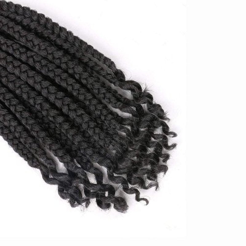 10 Inch Bob Box Braid Crochet Hair with Curly Ends 6 Packs Synthetic Hair Crochet Braid Hair for Black Women (2#, 10 Inch)