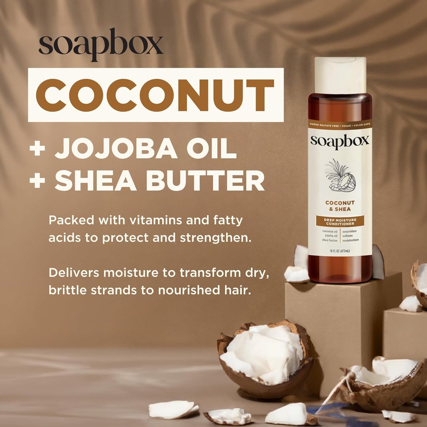 Soapbox Argan Oil with Shea Butter Conditioner, Volumizing, Vegan, Color Safe, Sulfate & Silicone Free Hair Conditioner, 16oz, Pack of 3