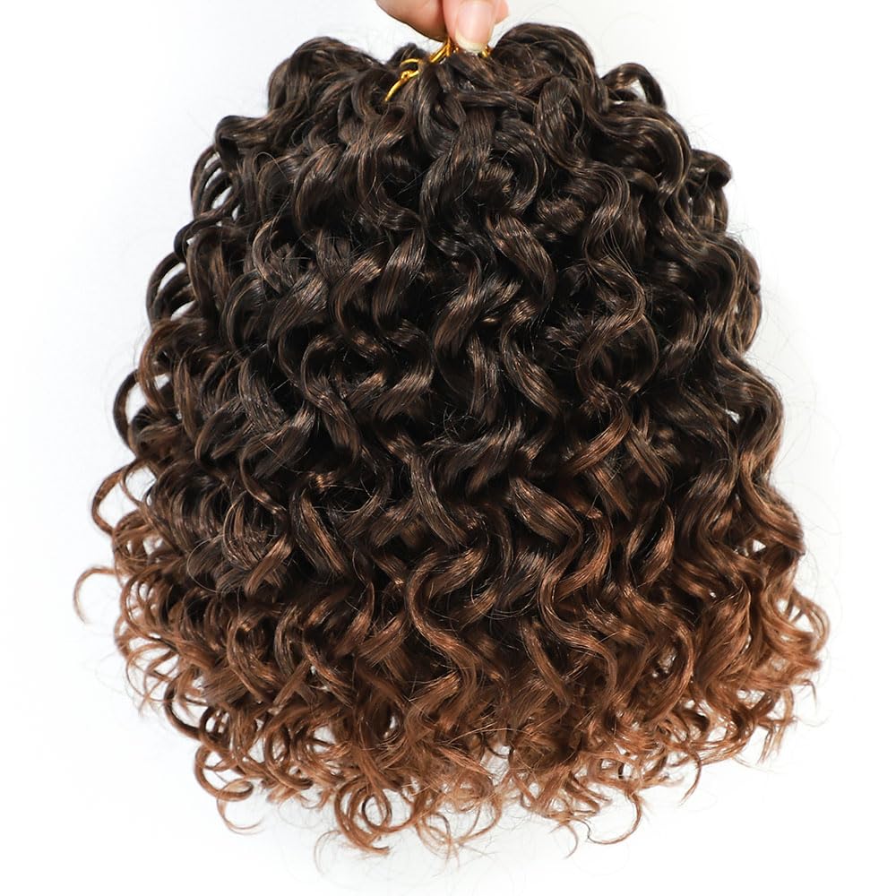 GoGo Curl Crochet Hair Water Wave Crochet Hair Water Wave Crotchet Braiding Hair (8 Inch (Pack of 6), 1B/30#)