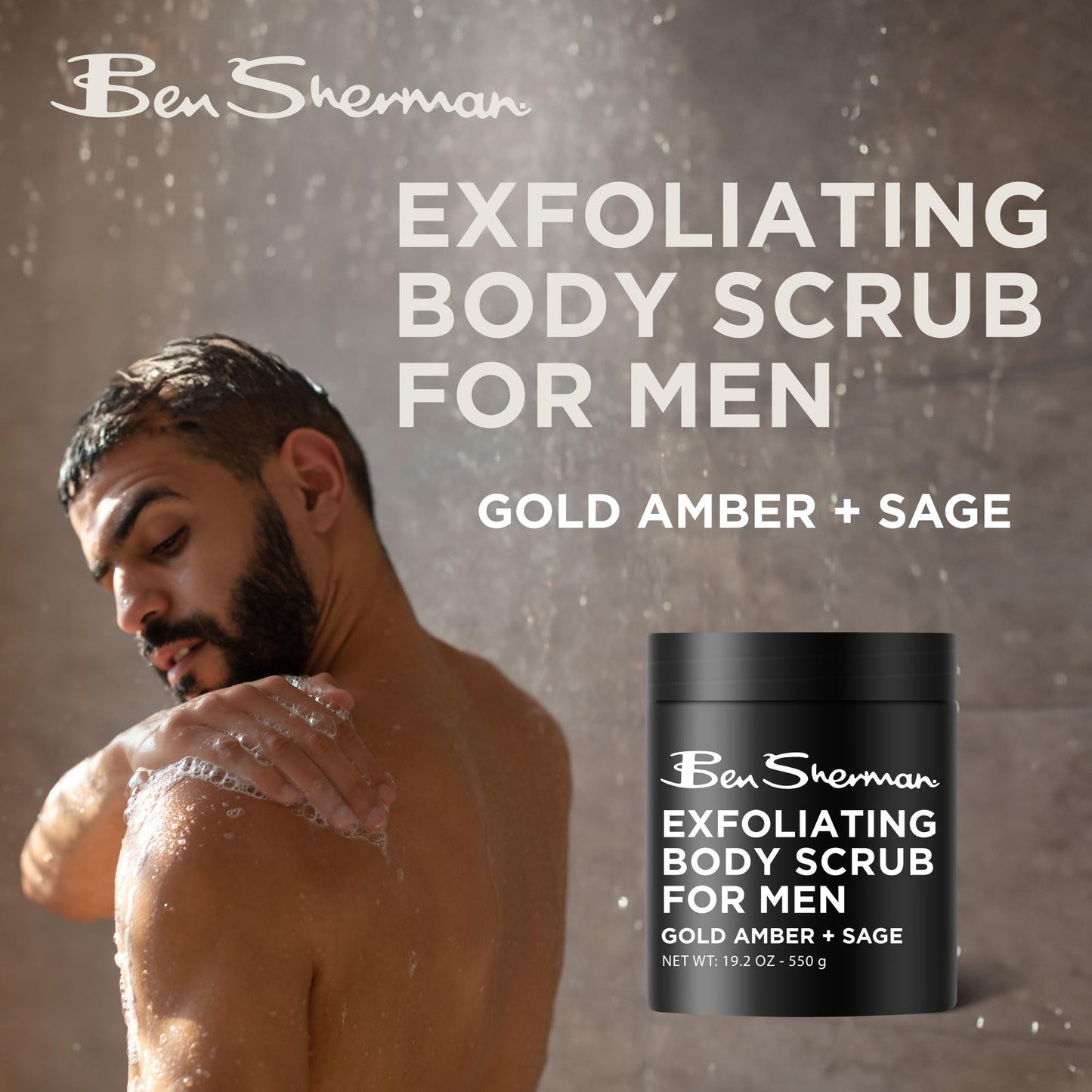 Ben Sherman Exfoliating Body Scrub For Men with Shea Butter Vitamin A and C, Moisturizing Hydrating Body Scrub for Healthy Skin