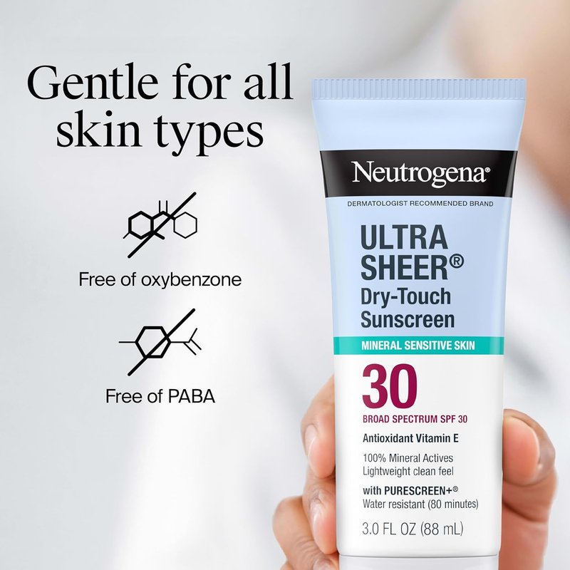 Neutrogena Ultra Sheer Mineral Sunscreen SPF 30 - Oxybenzone-Free, 3.0 fl. oz | Face & Body Protection