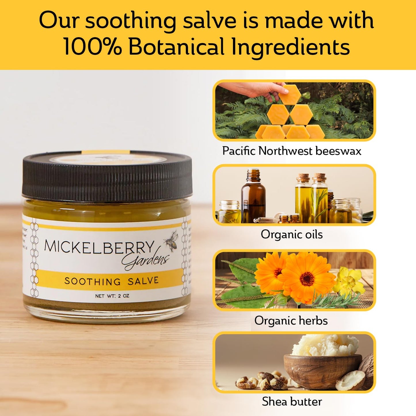 Mickelberry Gardens Soothing Skin Salve 2oz Calendula Lavender Beeswax Balm