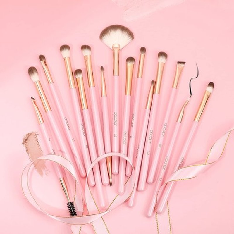 Docolor Eye Makeup Brushes 15Pcs Eyeshadow Brush Set with Soft Synthetic Hairs Professional Eye Shadow Blending Concealer Eyebrow Eyelash Eye Liners Premium Eye Make Up Brushes Set (Pink)