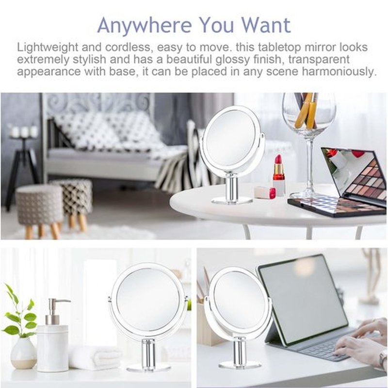 CLSEVXY Vanity Mirror Makeup Mirror with Stand, 1X/15X Magnification Double Sided 360 Degree Swivel Magnifying Mirror, 7.4 Inch Portable Table Desk Counter top Mirror Bathroom Shaving Mirror
