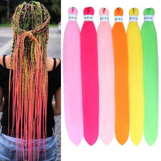 Colorful Pre-Stretched Box Braids 26inch Hot Water Setting Multi-Color Synthetic Braiding Hair