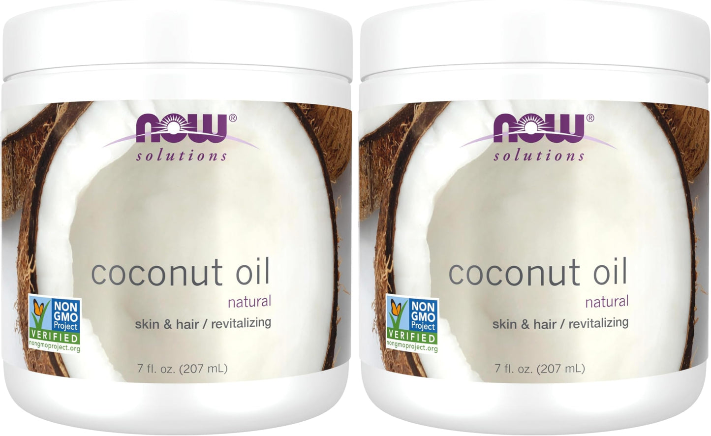 NOW Solutions, Coconut Oil, Naturally Revitalizing for Skin and Hair, Conditioning Moisturizer, 7-Ounce (Pack of 2)