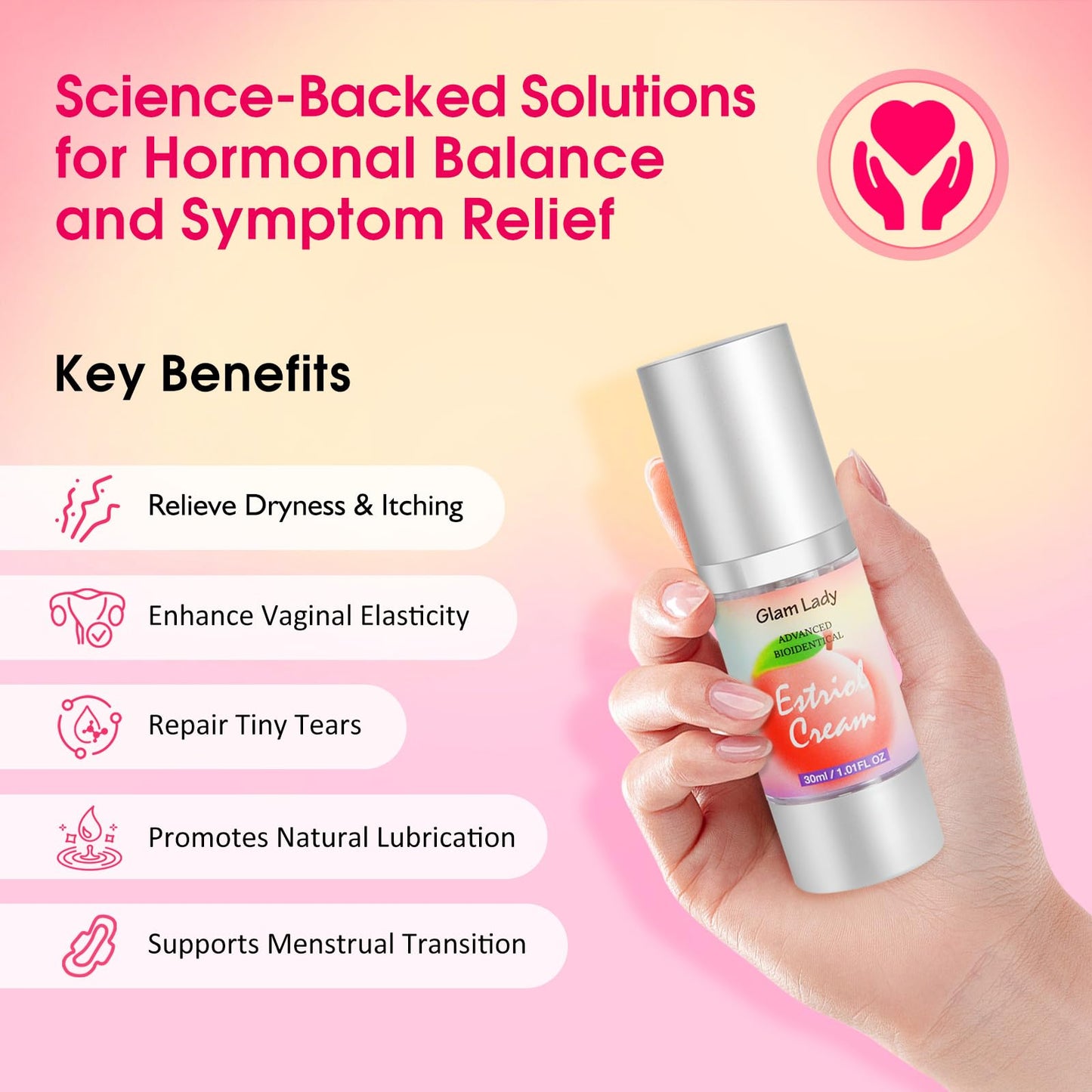 Natural Bioidentical Estriol Cream for Women Menopause Relief Silky Estrogen Cream for Vaginal Dryness 1oz 2 Month Supply