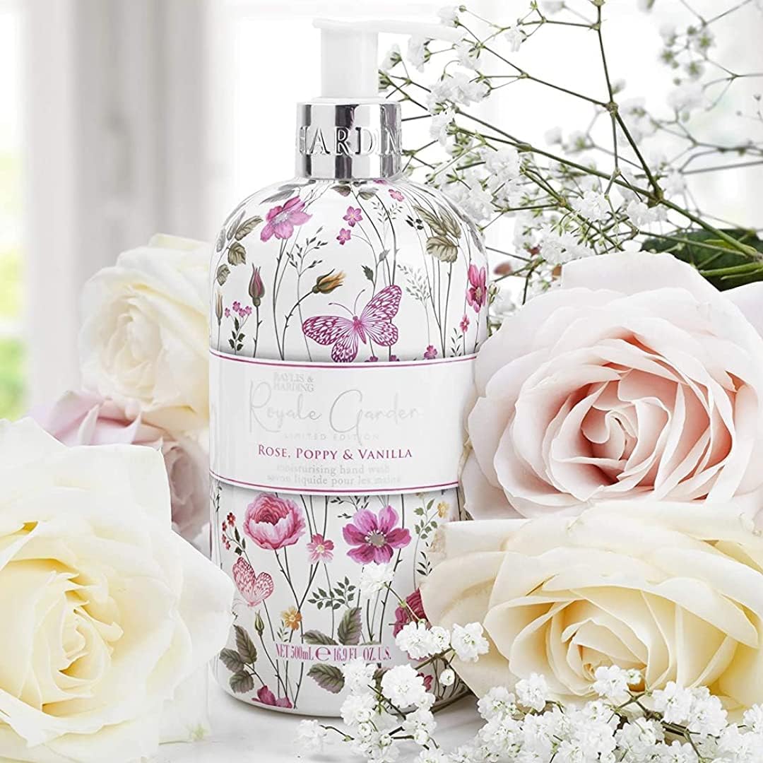 Baylis & Harding Royale Garden Liquid Hand Soap with Dispenser - Rose, Poppy & Vanilla, 16.9oz (6-Pack)
