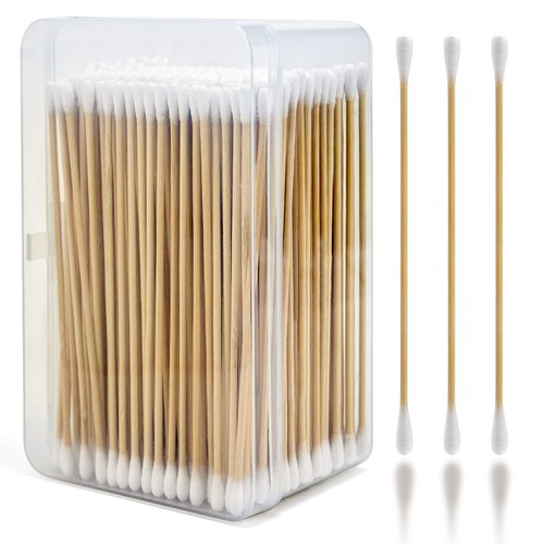 PINGMIC 400PC (800 Tips) Long Cotton Swab, 6 Inch Cotton Swab Without Barbs - Cotton Swabs with Wooden Sticks, Long Cotton Swabs for Gun Cleaning Machinery Pets Makeup. Bamboo Stick with Storage Box