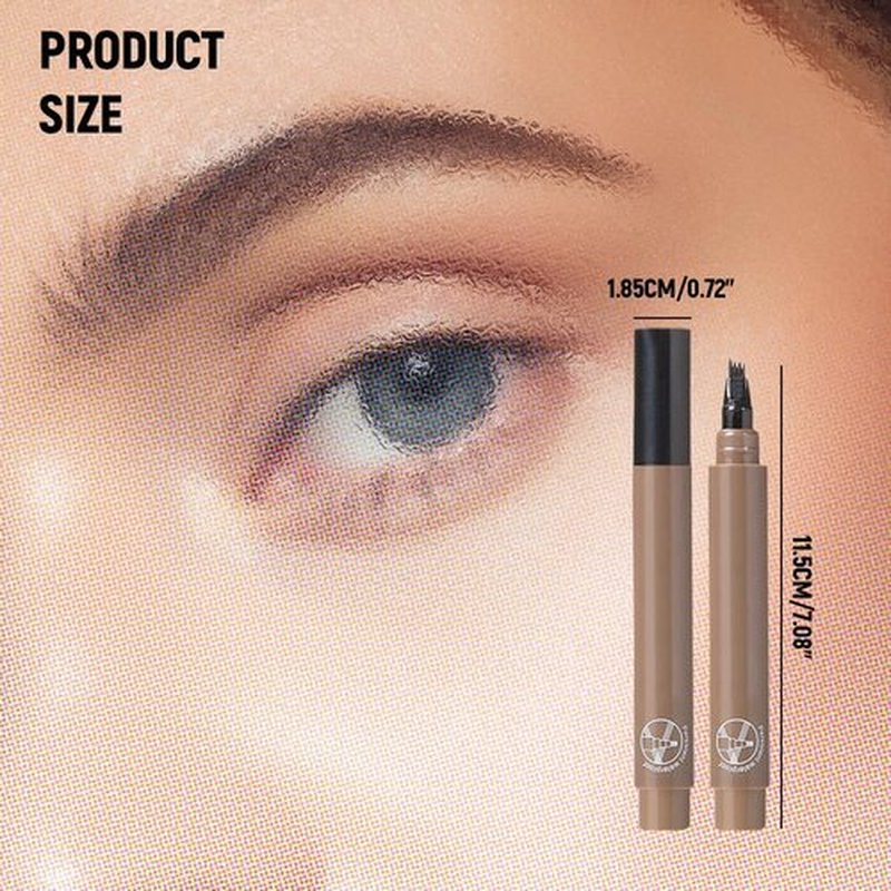 2 in 1 Magic Eyebrow Pencil, 2024 New 3D Waterproof Microblading Eyebrow Pen, 4 Fork Tip Pencil with Liquid Eyeliner Tip, 2 in 1 Eyebrow Pencil for Natural Looking Eye Makeup (Light Brown)