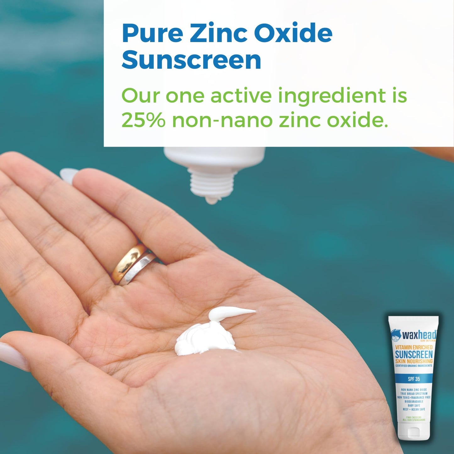 Waxhead Non-Nano Zinc Oxide Sunscreen for Face and Body, SPF 35 Pure Mineral Sunblock Lotion, Physical Zinc Formula with Vitamin D & E, Sensitive Skin Protection, Tattoo Sunblock (4 oz)