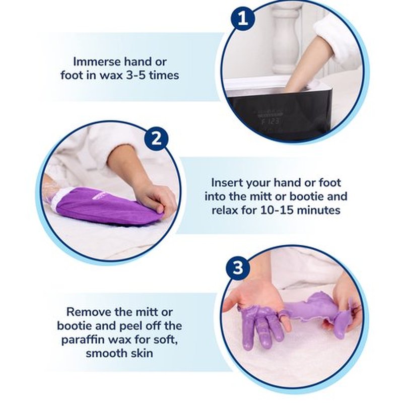 New Road Beauty - Paraffin Wax Mitts for Hand and Foot, Thick Heat Therapy Insulated Terry Cloth for Paraffin Treatments, Use For Pedicure Foot Spa - Purple