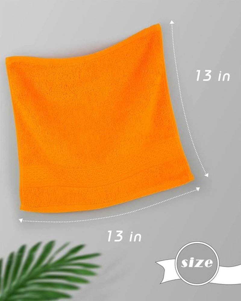 Cleanbear Washcloths Orange Face Cloths Set of 6 Large All Cotton Bathroom Wash Cloth - 13 by 13 Inches Highly Absorbent Face Towels for Daily Use