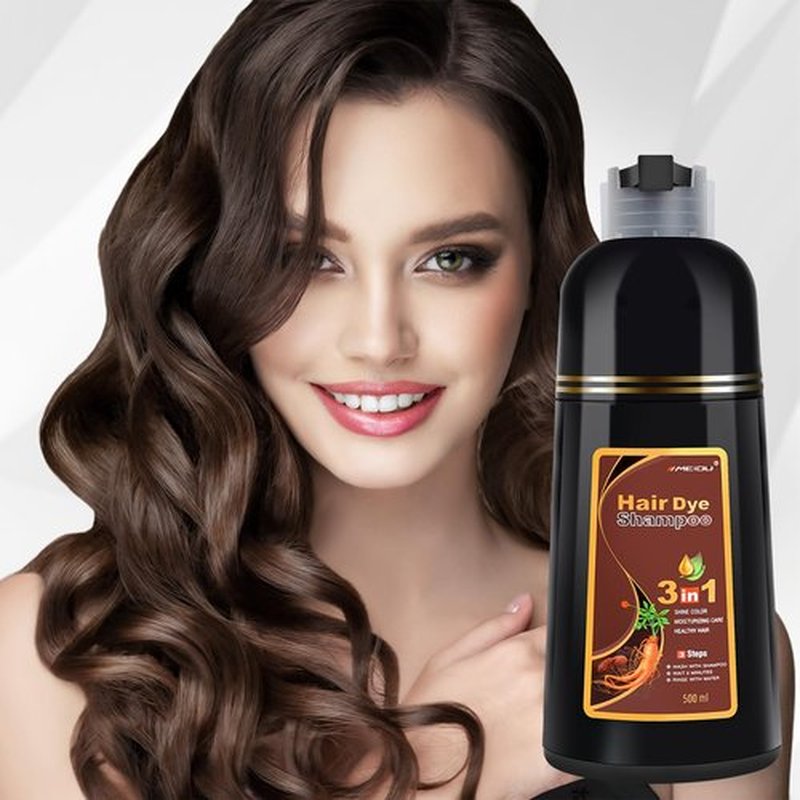 JIESSIA Darkbrown Hair Dye Shampoo for Women and Men, 3 IN 1 Hair Color Shampoo, Natural Herbal Plant Semi Permanent Grey Hair Cover Treated, 16.9 Fl Oz