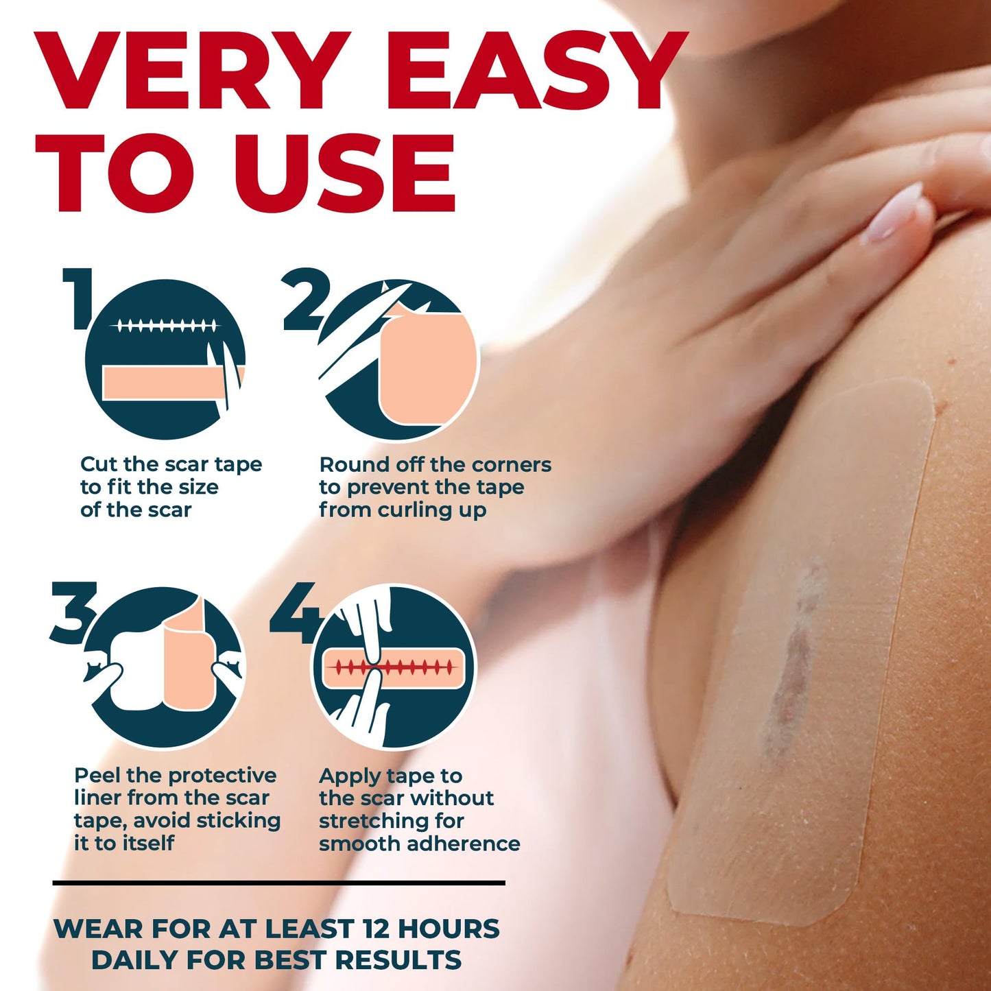 Medical Grade Silicone Scar Tape - 1.6”x60” - Visible Difference on Surgical & Keloid Scars - Reusable Silicone Scar Sheets - Easy to Use Silicone Tape for Scars