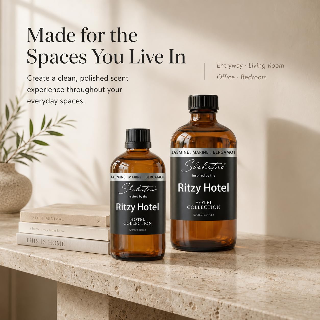 Sbehrtno Hotel Collection Diffuser Oil, Coastal Hotel-Inspired Home Fragrance with Lemon, Bergamot & Sea Breeze, for Waterless Diffusers & Scent Machines(4 Fl Oz (Pack of 1))