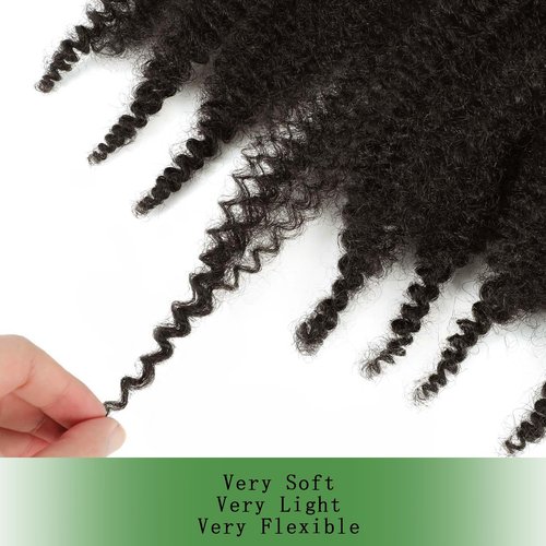 VCEOW Dark Brown Springy Afro Twist Hair 16 inch 6 packs 4# Pre-Separated Kinky Marley Twist Braiding Hair Pre-fluffed Synthetic Wrapping Hair for Distressed Faux Butterfly Locs Spring Twist