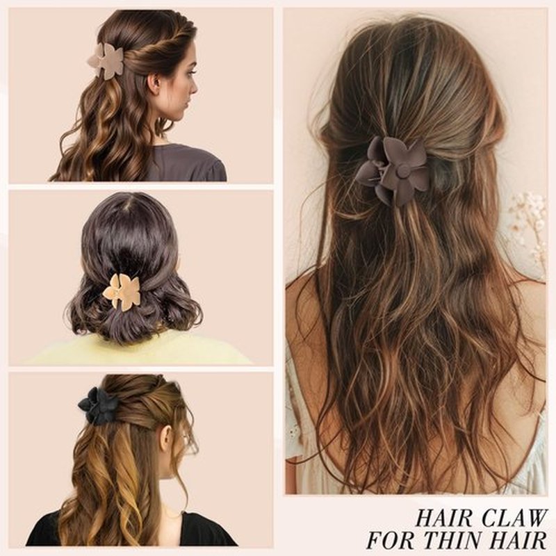 obeoby 8 Pcs Flower Claw Clips, Medium Hair Claw Clips for Thin Hair Hawaiian Flower Hair Clips Hibiscus Claw Clips Hair Accessories for Women Girls