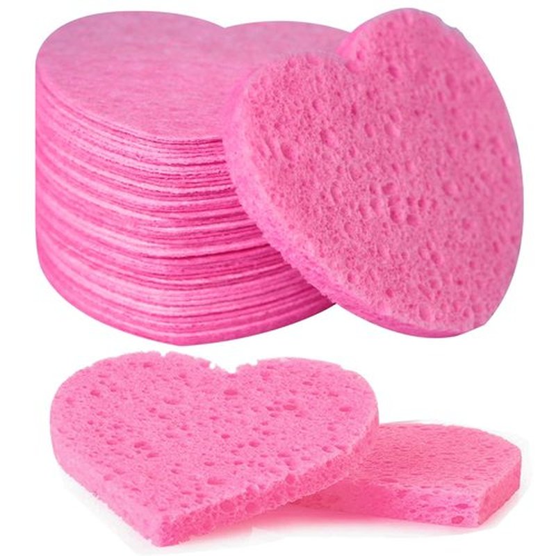 50-Count Facial Sponges Compressed, 100% Natural Cellulose Face Sponge Professional Cosmetic Spa Sponges for Face Cleansing, Exfoliating Mask, Makeup Removal for Travel and Home, Pink