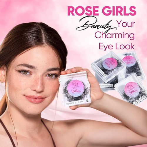 ROSE GIRL Loose Promade Fans - Natural Look Handmade Volume Eyelashes From 3D To 16D - C CC D DD Curl - False Lashes Extensions - Thickness 0.03~0.1 mm - 8~20 mm Length (8D-0.07-CC (15mm))