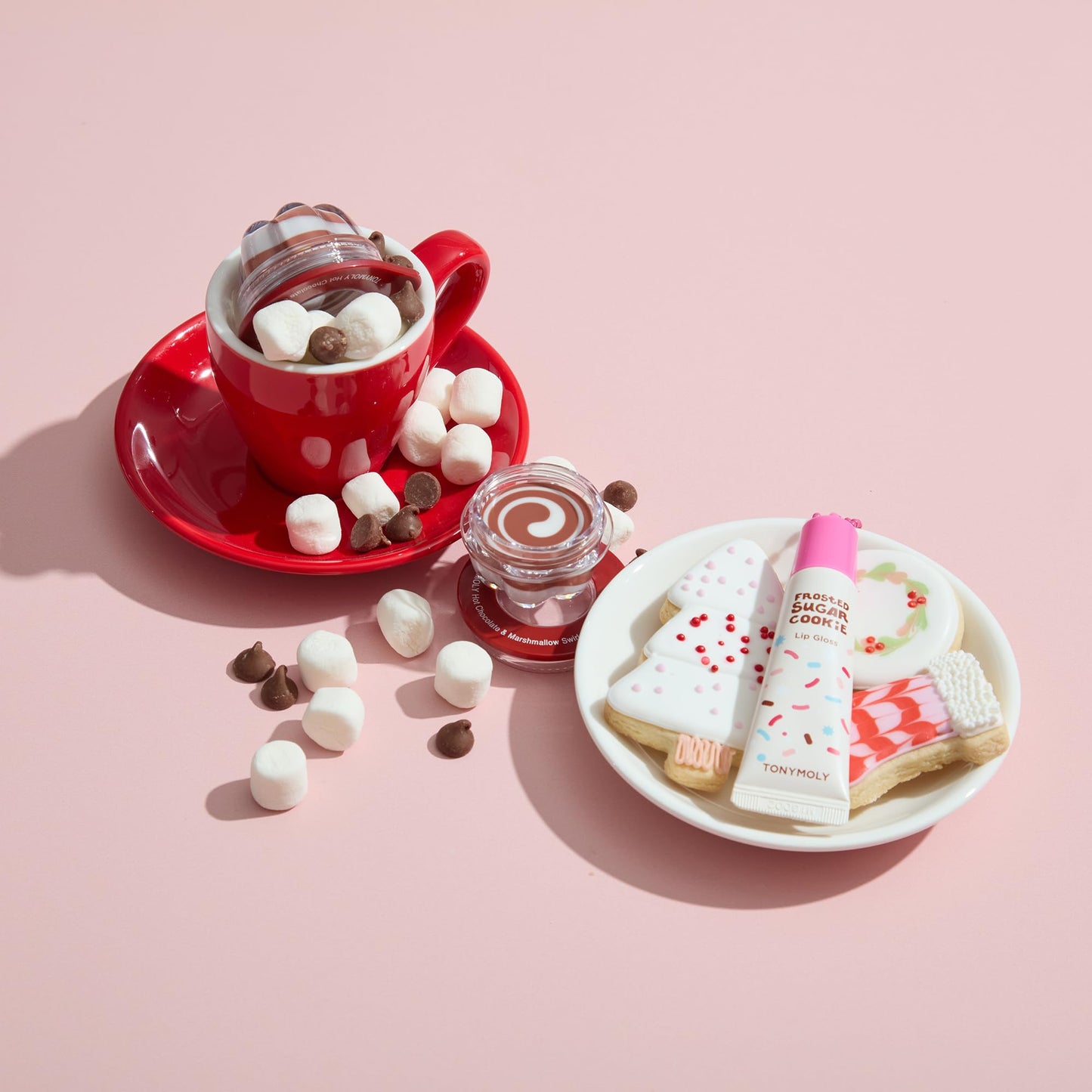 TONYMOLY Frosted Sugar Cookie Lip Gloss Key Chain – Hydrating, Non-Sticky Gloss with Soft Apricot Tint & Golden Shimmer – Holiday Limited Edition
