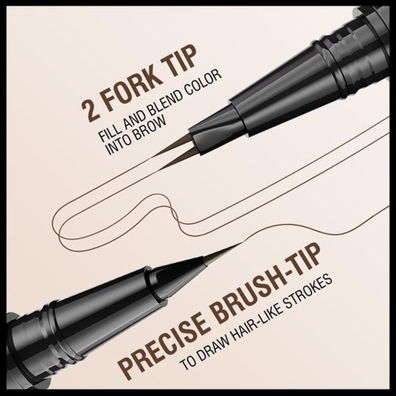 Eyebrow Pen - Eyebrow Pencil, Brow Pencil 2-in-1 Dual-Ended Microblading Eyebrow Pencil with Micro-Fork-Tip & Precise Brush-Tip Crease Natural Hair-Like Brows, Last All-Day (05 Black)